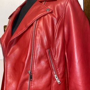 Women’s Forever 21 Red Faux Leather Moto Jacket